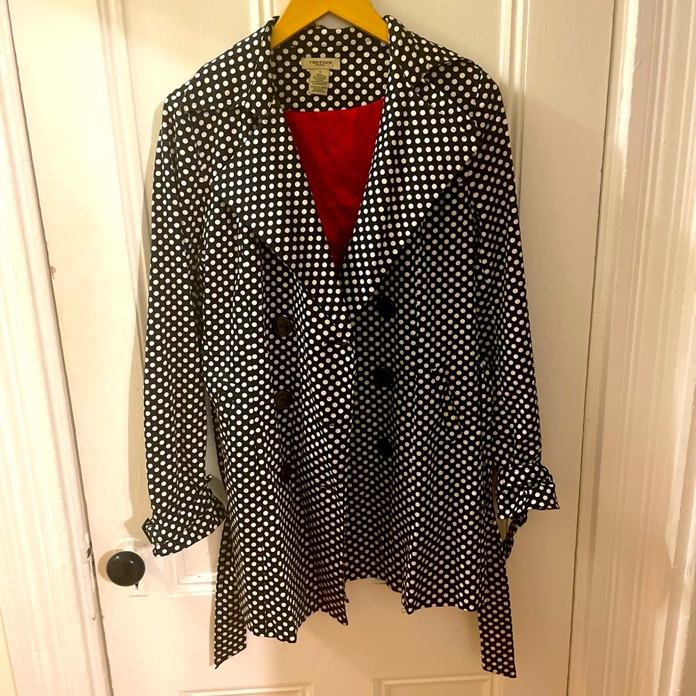 Classic Black and White Polka Dot Pea Coat